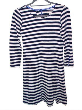 Hatley Navy& White Striped Nautical Dress with 3/4 Sleeves & Bright Blue Accents